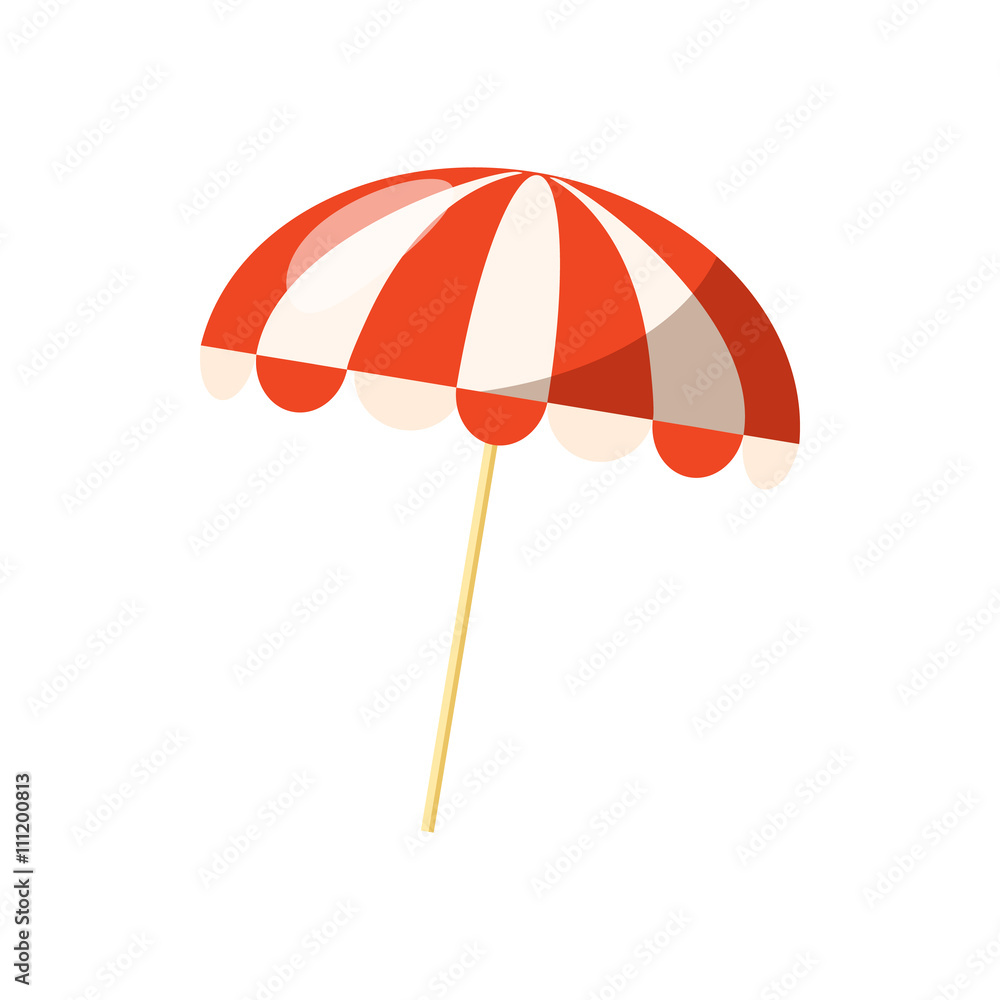 Striped beach umbrella icon, cartoon style Striped beach umbrella icon, cartoon style