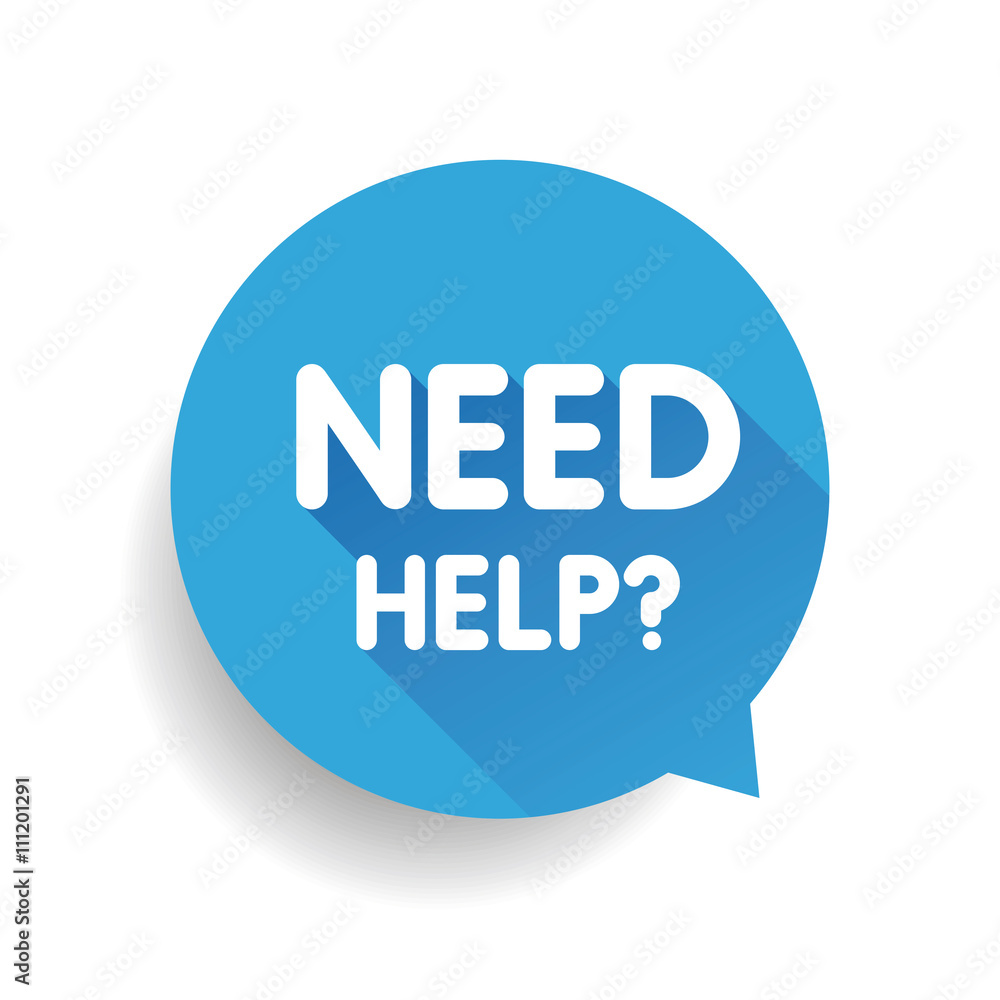 Need help? (question icon) Speech bubble vector blue Need help? (question icon) Speech bubble vector blue