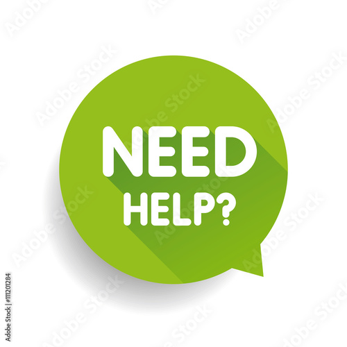 Need help? (question icon) Speech bubble vector green