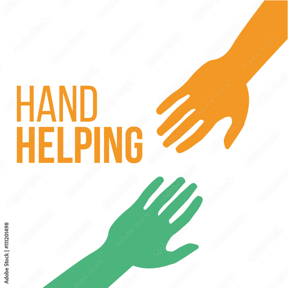 Fototapeta premium Helping Hands, colorful vector on white backdrop