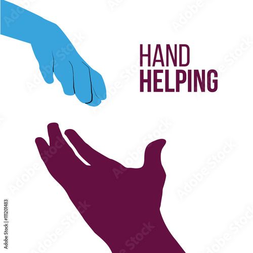 Helping Hands, colorful vector on white backdrop