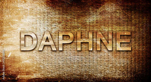 Fotografia daphne, 3D rendering, text on a metal background