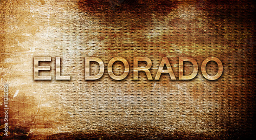 Tableau sur toile el dorado, 3D rendering, text on a metal background