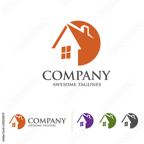  house and real estate logo with circle style concept