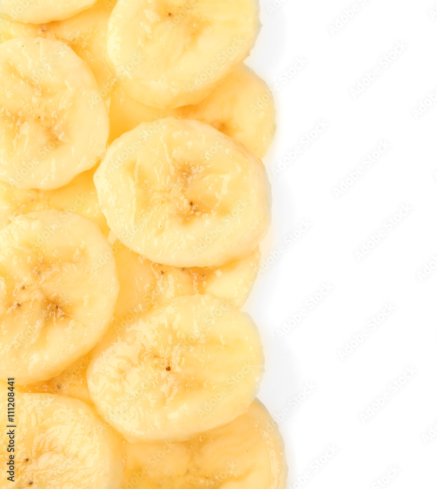 Banana slices, isolated on white