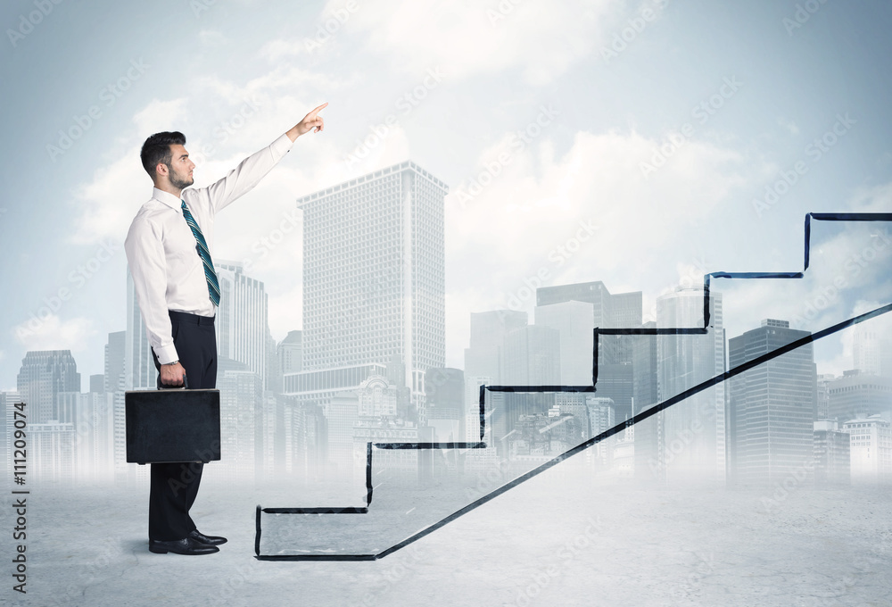 Fototapeta premium Business person in front of a staircase