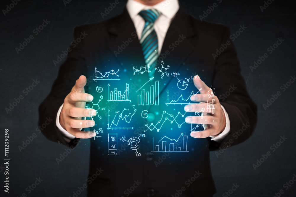holding hand drawn business diagrams holding hand drawn business diagrams