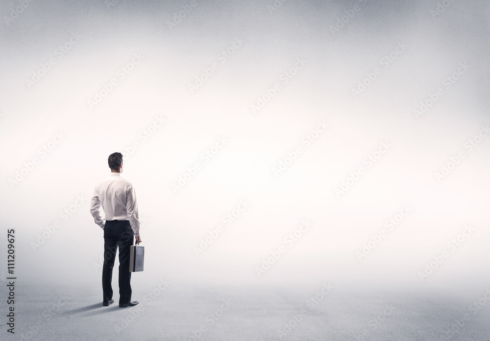 Sales person with empty white background Sales person with empty white background