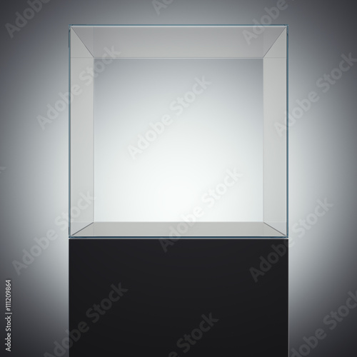 Obraz na płótnie Empty glass cube. 3d rendering