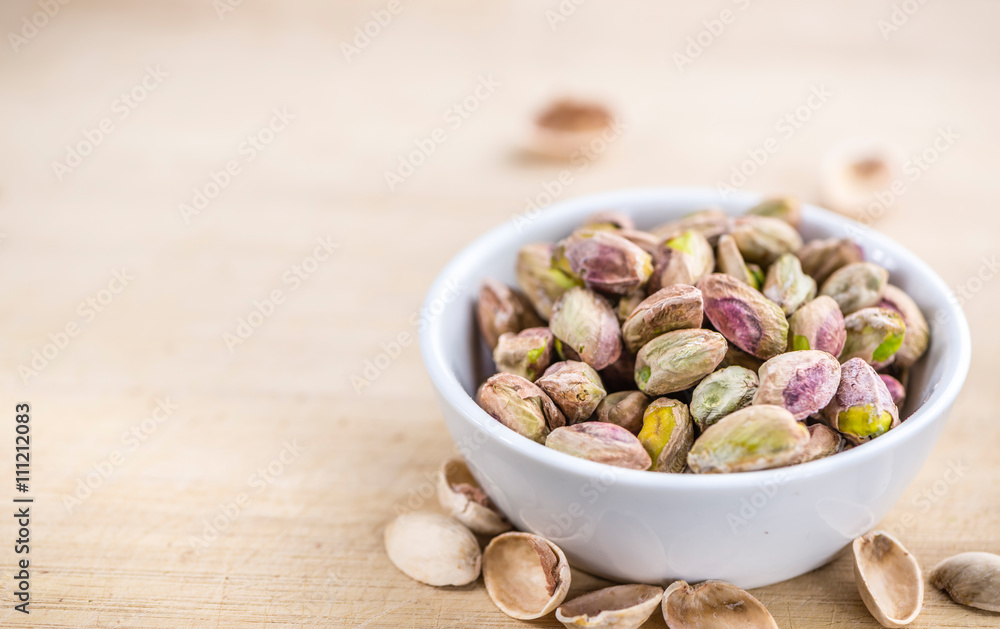 Portion of peeled Pistachios