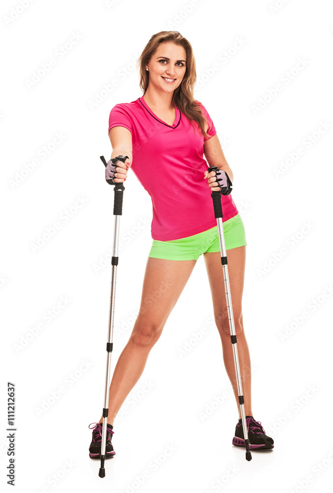 Nordic walking woman portrait
