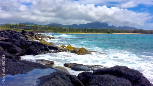 tropical beach Hyatt resort shorline  photo