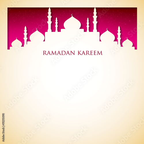 Mosque "Ramadan Kareem" (Generous Ramadan) card in vector format.