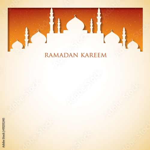 Mosque "Ramadan Kareem" (Generous Ramadan) card in vector format.