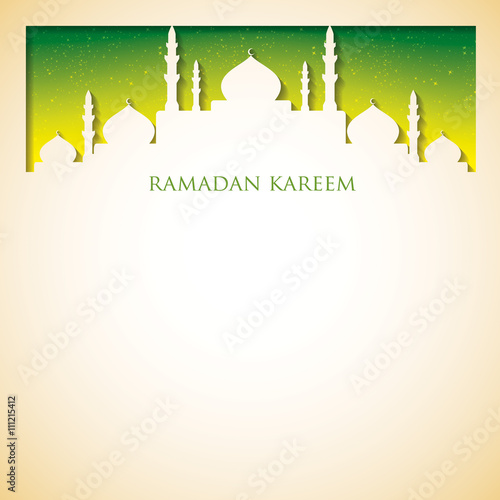 Mosque "Ramadan Kareem" (Generous Ramadan) card in vector format.