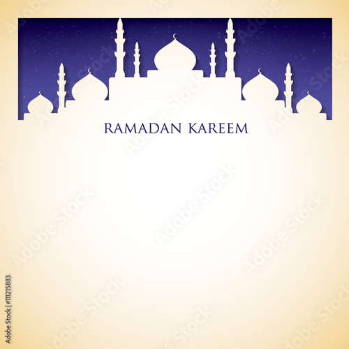 Mosque "Ramadan Kareem" (Generous Ramadan) card in vector format.