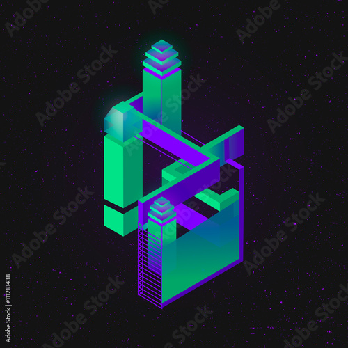 Vector set of isometric flat cubes constructor, abstract shapes and icons made of several cubes.