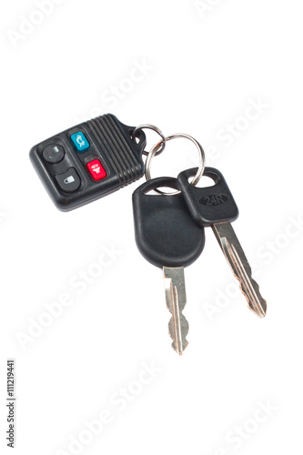 detailed shot of car keys and remote control.