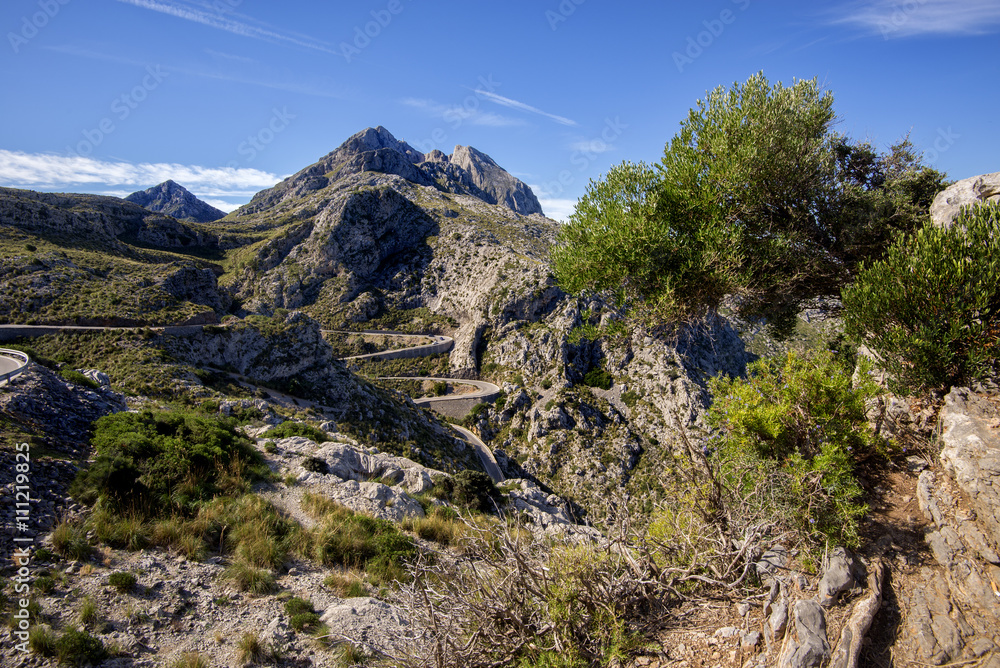 Road to Sa Calobra in Serra de Tramuntana - mountains in Mallorca, Spain