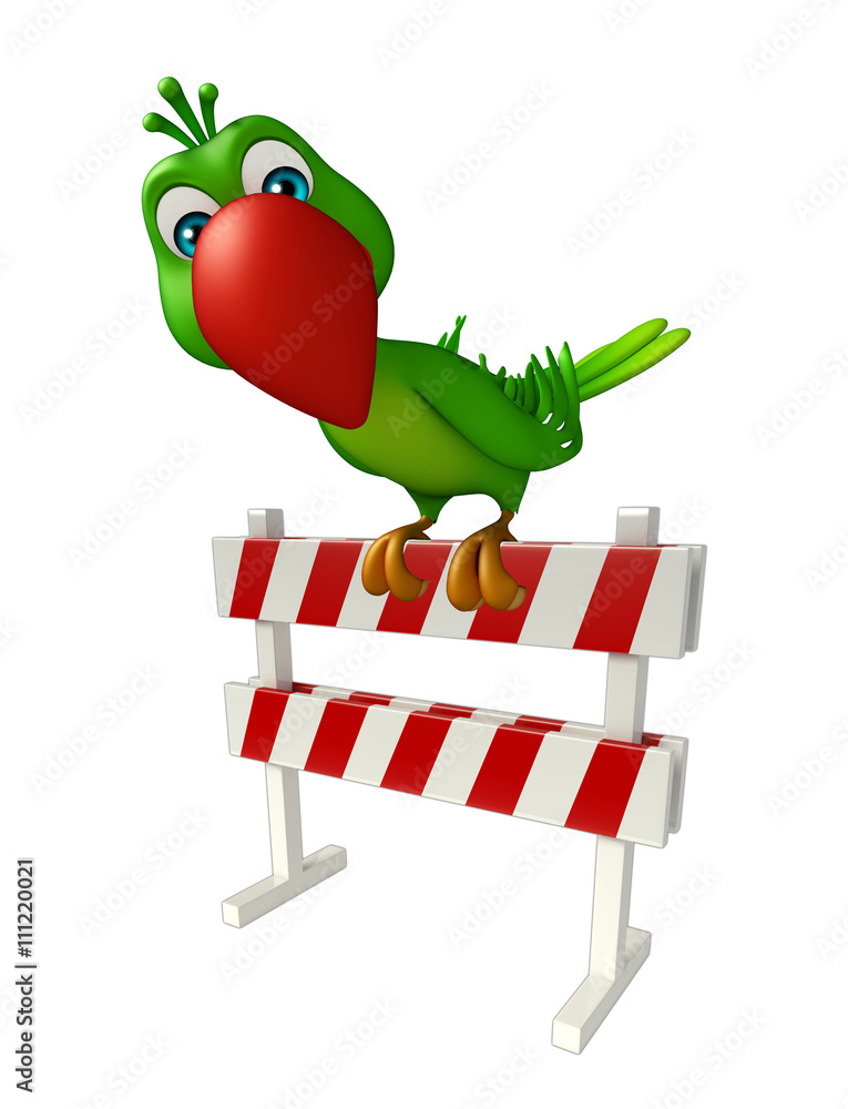 Obraz premium cute Parrot cartoon character with baracade