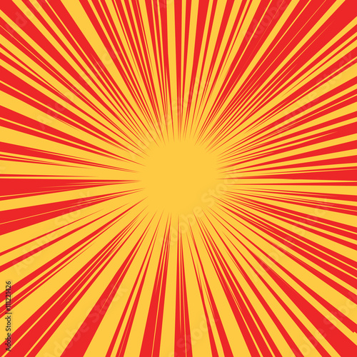 Red yellow retro rays vector background