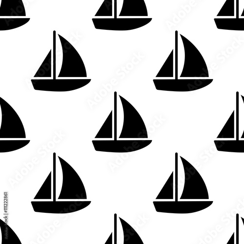 Icono plano patrón con velero sobre fondo blanco