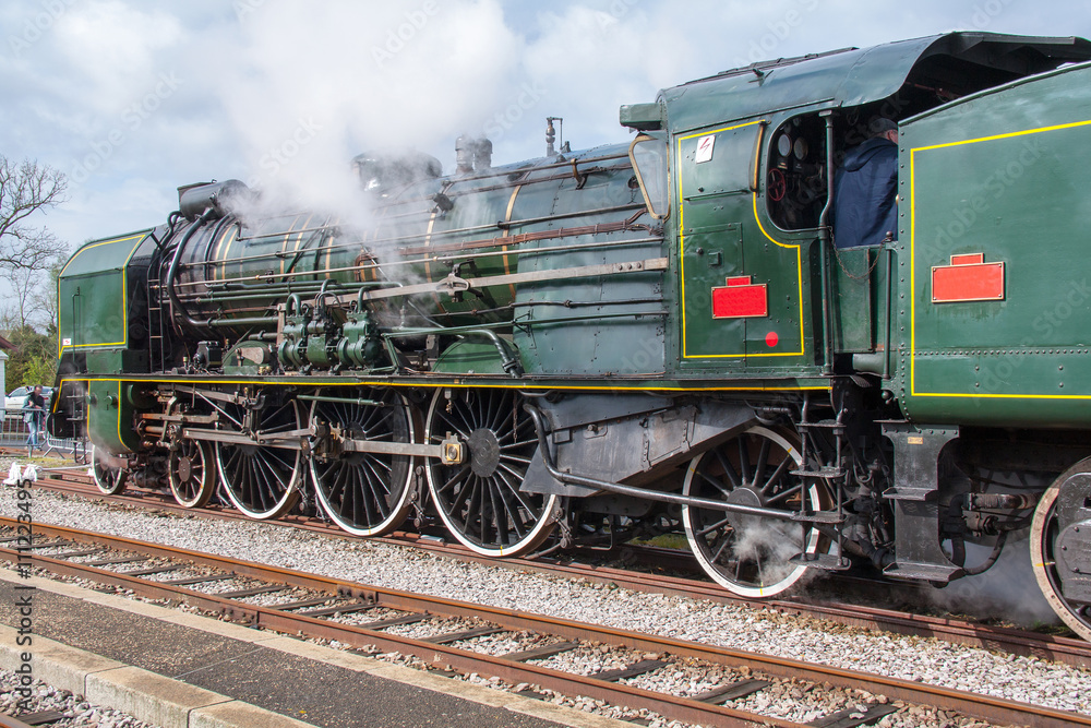 Fototapeta premium Lokomotywa parowa, zabytek historyczny, Baie de Somme, Pikardia, Francja