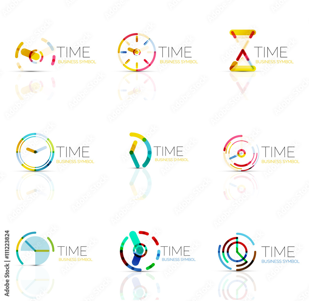 Geometric clock and time icon set Geometric clock and time icon set