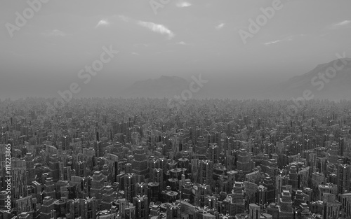 aerial view a future city