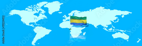 Pianeta Terra 3D con bandiera al vento Gabon