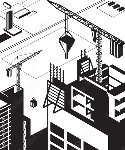Construction of high buildings - vector illustration