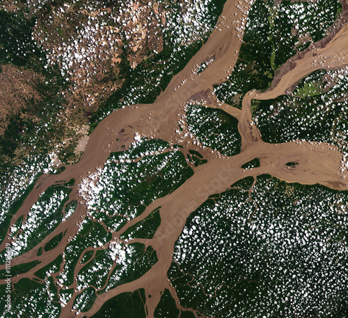 Amazon river from Landsat satellite. Elements of this image furnished by NASA. photo
