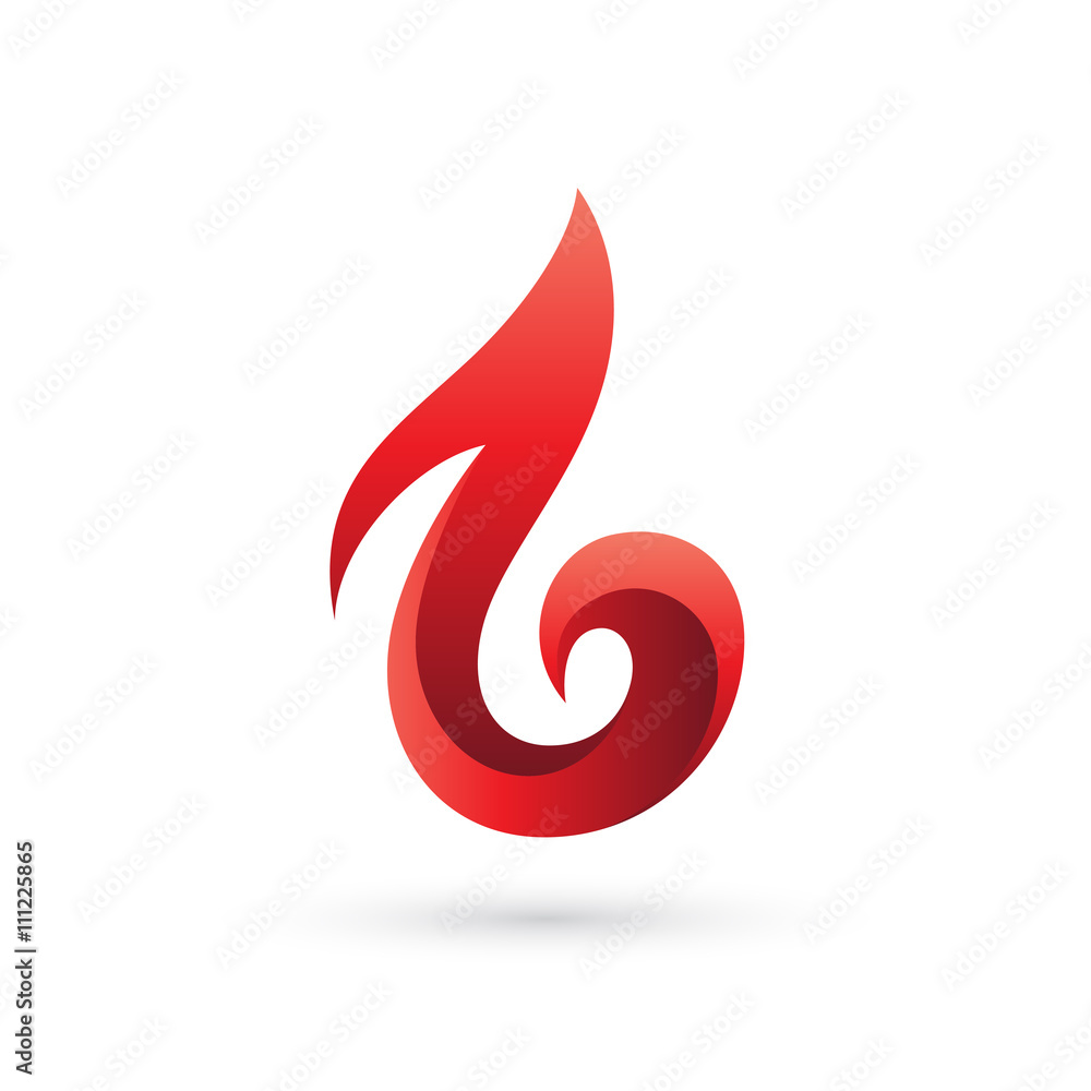 Red Fire Number Six or Letter B or G Logo Red Fire Number Six or Letter B or G Logo