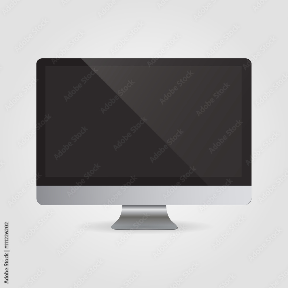 Realistic computer monitor isolated on a grey background. Vector illustration Realistic computer monitor isolated on a grey background. Vector illustration