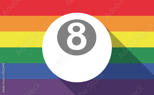 Long shadow gay pride flag with  a pool ball
