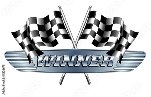 WINNER Checkered, Chequered Flags Motor Racing