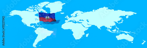 Pianeta Terra 3D con bandiera al vento Haiti
