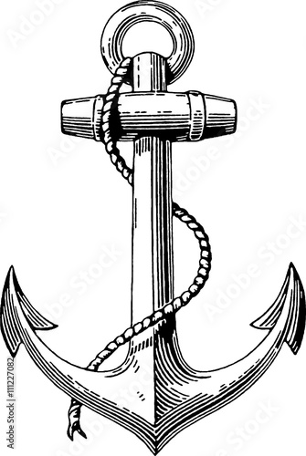 Fototapet Vintage drawing anchor