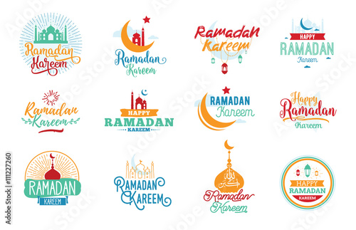 Ramadan kareem. Vector typographic design set.