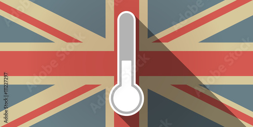 Long shadow UK flag icon with  a thermometer icon