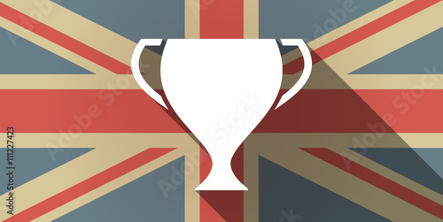 Long shadow UK flag icon with  an award cup