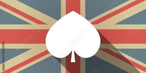 Long shadow UK flag icon with  the  spade  poker playing card si