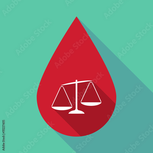 Long shadow blood drop with  an unbalanced weight scale