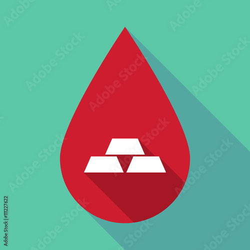 Long shadow blood drop with three gold bullions