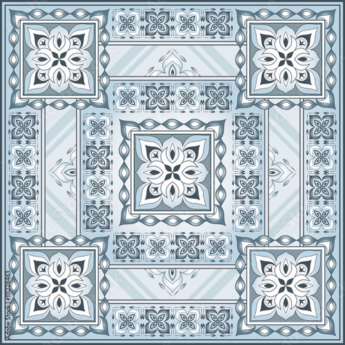 Vintage ornate light gray card in Eastern style.