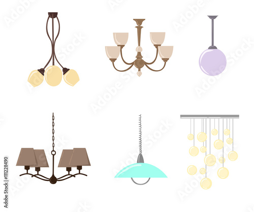 Chandelier silhouette isolated on White background. Set of candlesticks and chandeliers. Vector illustration. hanging lamp vector, chandelier vector, decorate icon set
