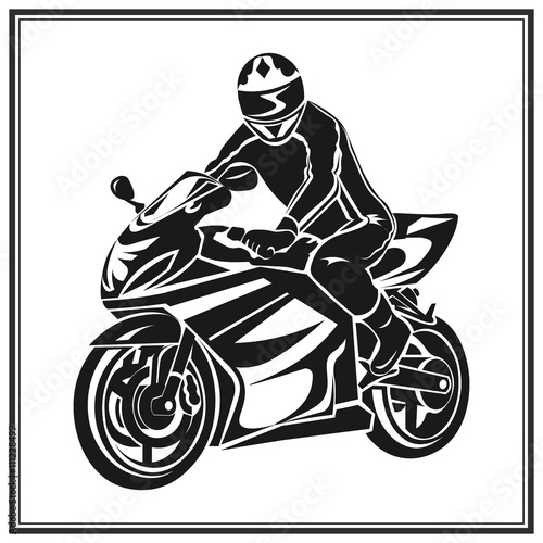 Biker riding a motorcycle . Bikers event or festival emblem. 