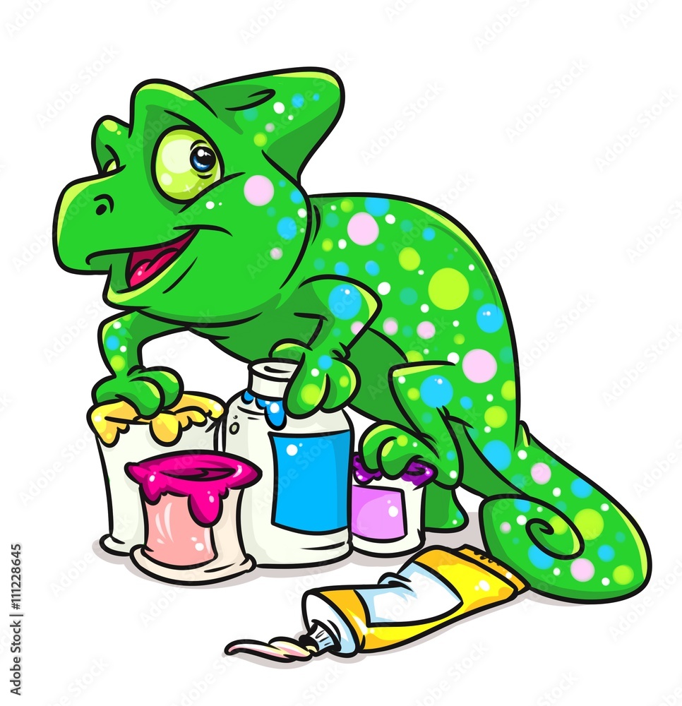 Obraz premium Chameleon paint cartoon illustration isolated image animal character