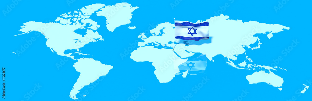 Pianeta Terra 3D con bandiera al vento Israele