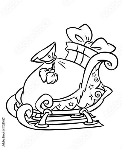 Sleigh Christmas gifts coloring page illustration